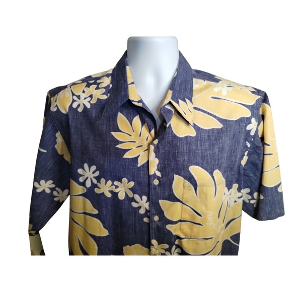 Reyn Spooner Shirt Men Blue Yellow Commemorative Classic Hawaiian Large - Picture 4 of 7